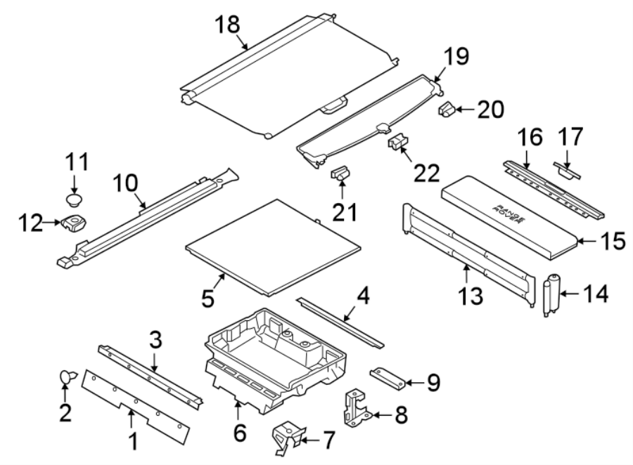 Diagram REAR BODY & FLOOR. INTERIOR TRIM. for your 2023 Land Rover Defender 90 5.0L V8 A/T V8 Carpathian Edition Sport Utility 