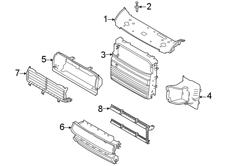 Diagram Radiator support. Air deflector. for your 2020 Land Rover Discovery   