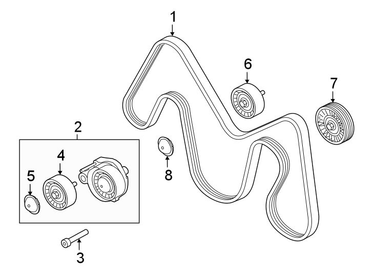 Diagram Belts & pulleys. for your 2020 Land Rover Range Rover Evoque  R-Dynamic HSE Sport Utility 