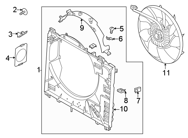Diagram Cooling fan. for your 2021 Land Rover Range Rover Sport  SVR Sport Utility 
