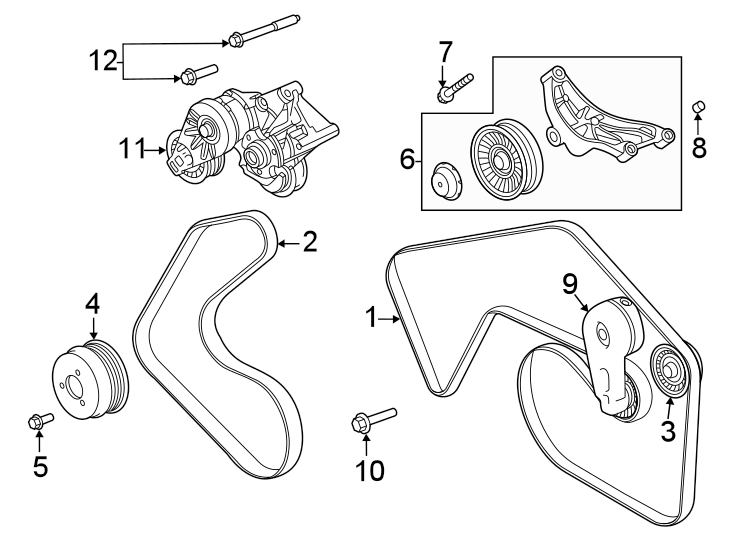 Diagram Belts & pulleys. for your 2021 Land Rover Range Rover Sport 2.0L Ingenium PLUG-IN HYBRID EV-GAS (PHEV) A/T 4WD Autobiography Sport Utility 