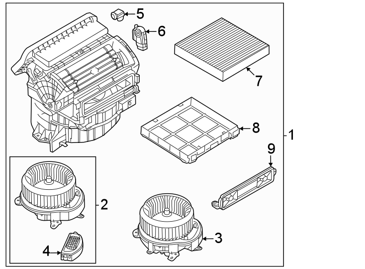 Diagram Air conditioner & heater. Blower motor & fan. for your Land Rover Defender 90  