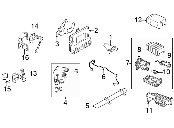 Diagram Ride control components. for your 2024 Land Rover Range Rover Velar   