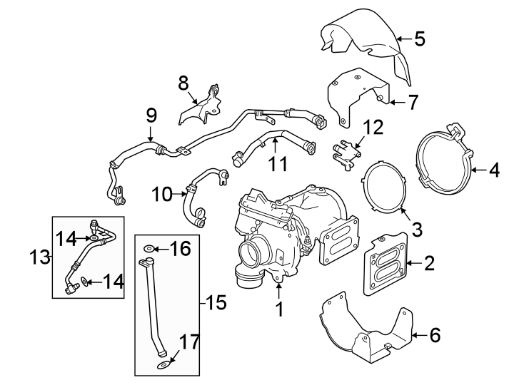 Diagram Turbocharger & components. for your 2023 Land Rover Defender 90  X-Dynamic S Sport Utility 