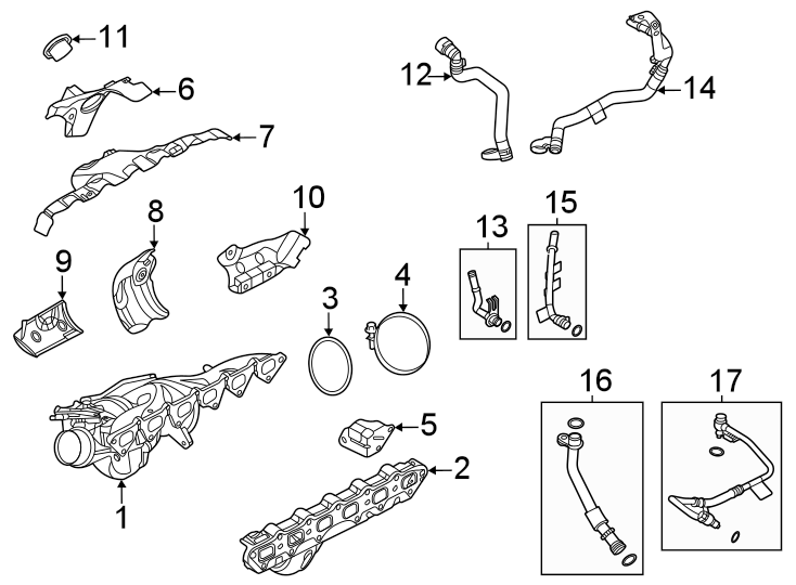 Diagram Turbocharger & components. for your 2013 Land Rover LR4   