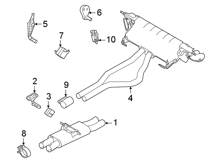 Diagram Exhaust system. Exhaust components. for your 2022 Land Rover Range Rover Velar   