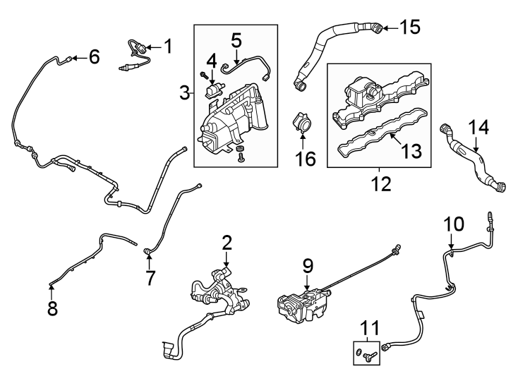 Diagram Emission system. Emission components. for your 2023 Land Rover Range Rover Velar   