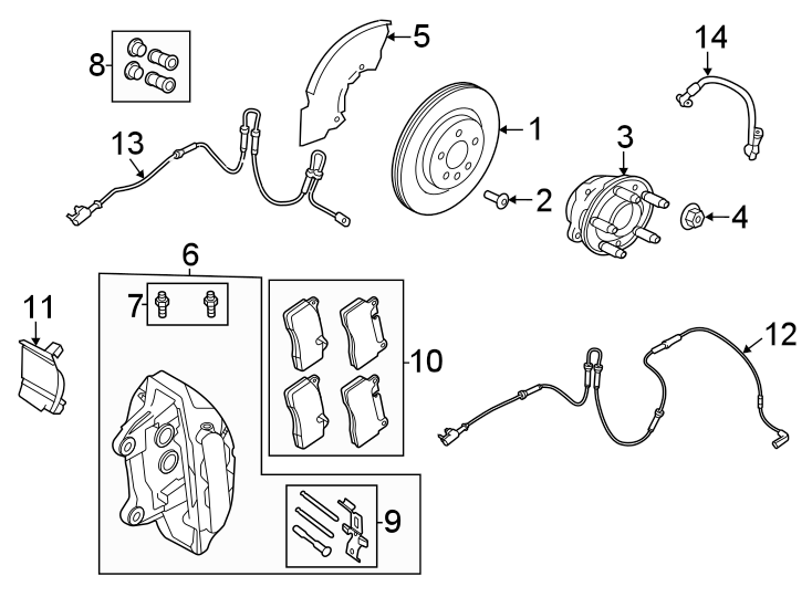 Diagram Front suspension. Brake components. for your Land Rover
