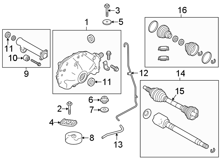 Diagram Front suspension. Carrier & front axles. for your Land Rover Defender 90  