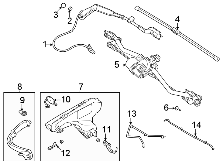 Diagram Windshield. Wiper & washer components. for your Land Rover