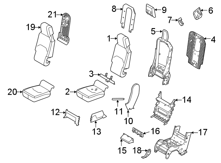 Diagram Seats & tracks. Front seat components. for your 2011 Land Rover LR4   