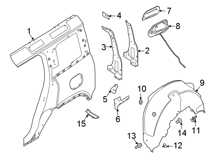 Diagram Quarter panel & components. for your Land Rover