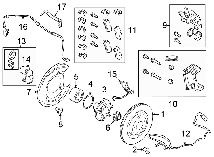 Diagram Rear suspension. Brake components. for your Land Rover