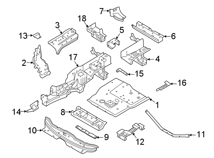 Diagram Rear body & floor. Floor & rails. for your 2019 Land Rover Discovery Sport   