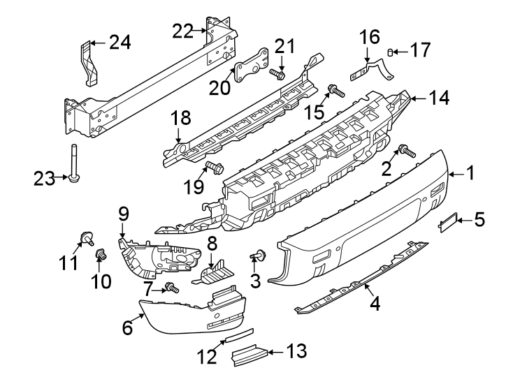 Diagram Rear bumper. Bumper & components. for your 2016 Land Rover LR4  HSE Sport Utility 