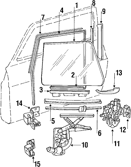 13FRONT DOOR. GLASS & HARDWARE.https://images.simplepart.com/images/parts/motor/fullsize/7303205.png