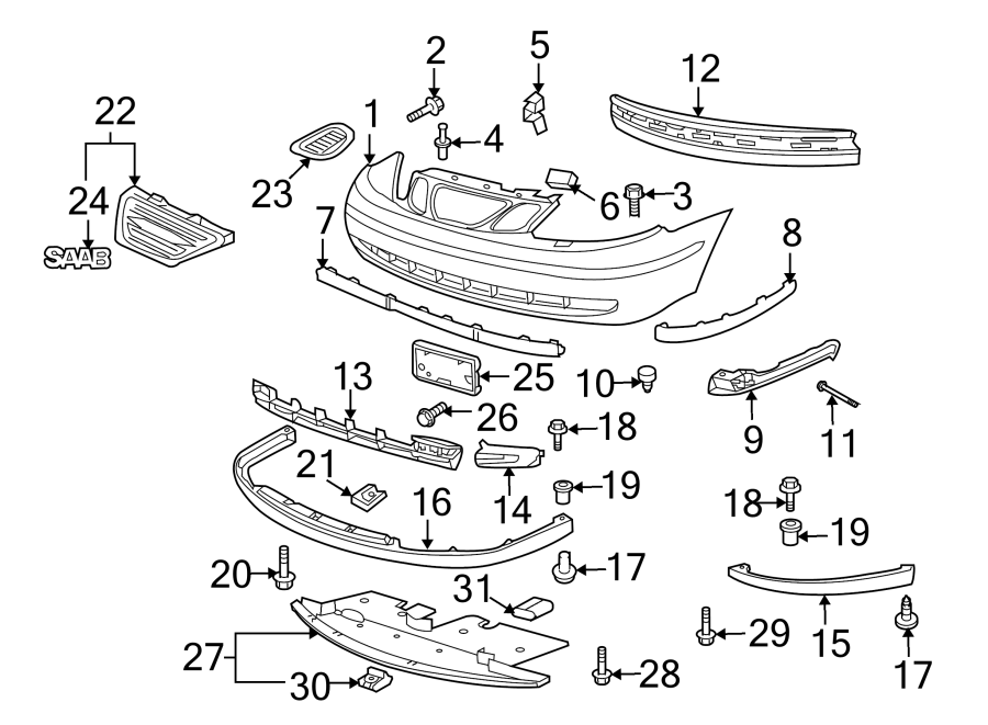 18Front bumper & grille. Bumper & components.https://images.simplepart.com/images/parts/motor/fullsize/7318017.png