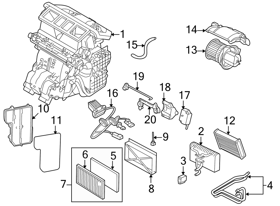 15AIR CONDITIONER & HEATER. EVAPORATOR & HEATER COMPONENTS.https://images.simplepart.com/images/parts/motor/fullsize/7318115.png