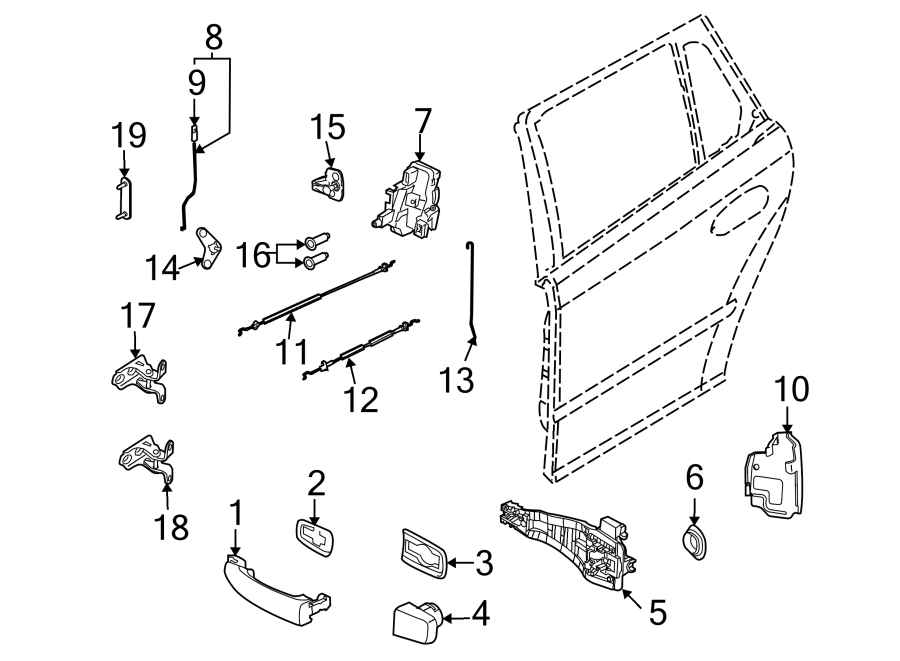 REAR DOOR. LOCK & HARDWARE.