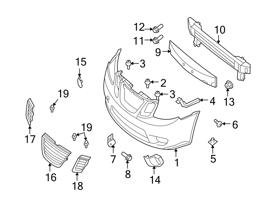 11FRONT BUMPER & GRILLE. BUMPER & COMPONENTS.https://images.simplepart.com/images/parts/motor/fullsize/7321020.png