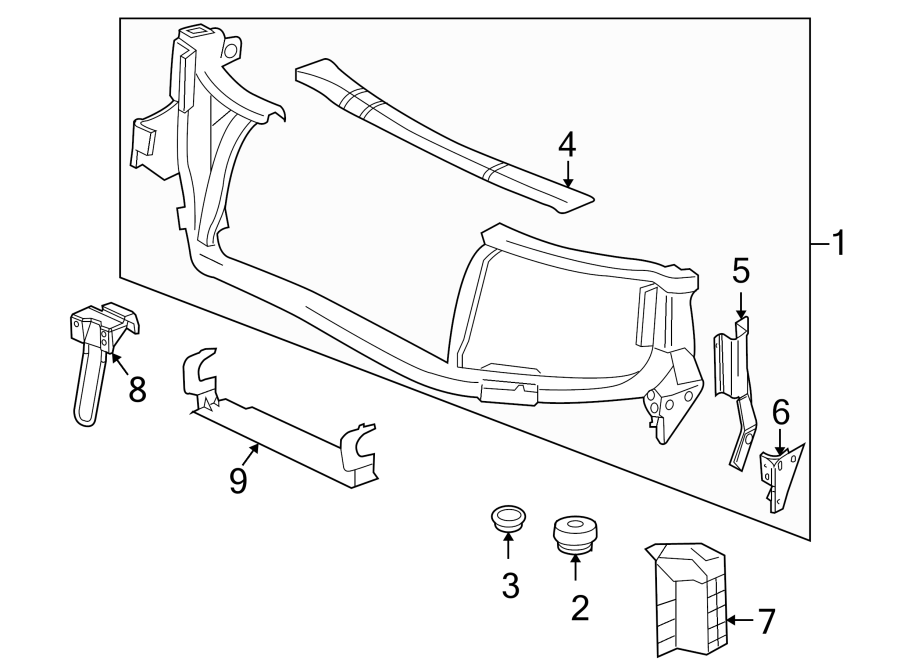 3RADIATOR SUPPORT.https://images.simplepart.com/images/parts/motor/fullsize/7322050.png