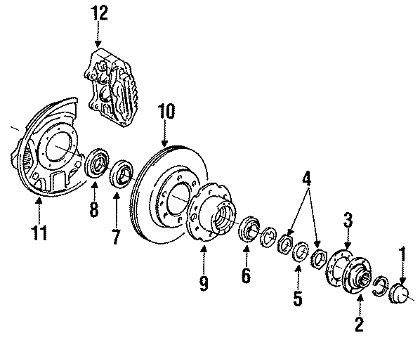 Diagram FRONT SUSPENSION. BRAKE COMPONENTS. for your 2012 Toyota Yaris   