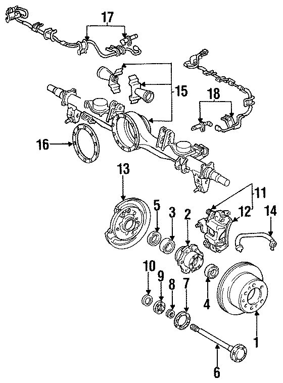 Diagram REAR SUSPENSION. BRAKE COMPONENTS. for your Toyota Land Cruiser  