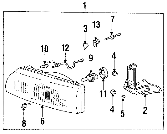 Diagram FRONT LAMPS. HEADLAMP COMPONENTS. for your 1993 Toyota Previa   