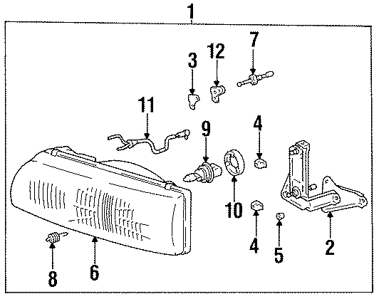 Diagram FRONT LAMPS. HEADLAMP COMPONENTS. for your 1997 Toyota Previa   