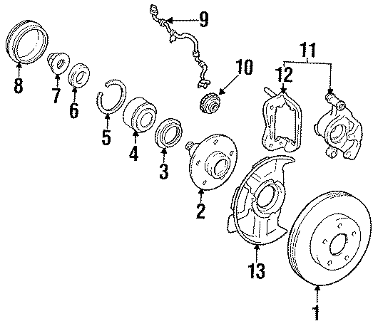 Diagram FRONT SUSPENSION. BRAKE COMPONENTS. for your 2015 Toyota Prius Plug-In   