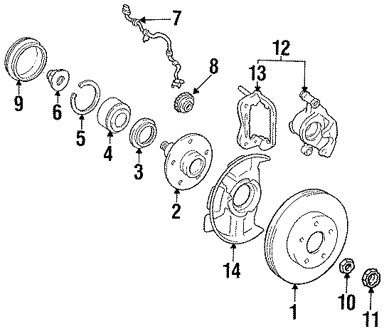 Diagram FRONT SUSPENSION. BRAKE COMPONENTS. for your Toyota Tacoma  