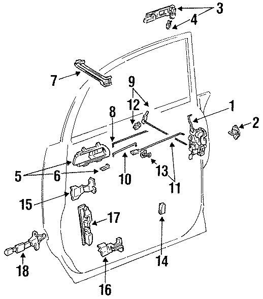 Diagram DOOR. HARDWARE. for your 1996 Toyota Camry 2.2L A/T LE SEDAN 