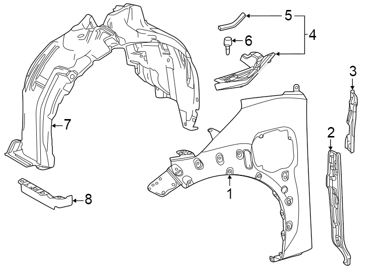 Diagram Fender & components. for your 1994 Toyota Corolla  Base Sedan 