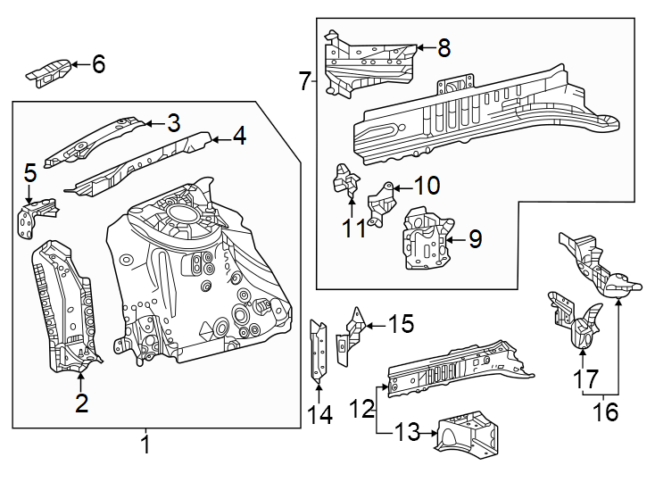 Diagram Fender. Structural components & rails. for your 2002 Toyota Avalon   