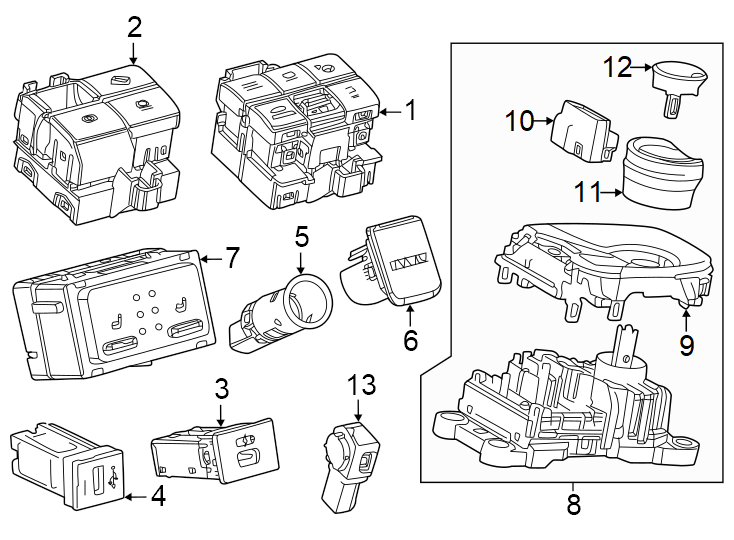 Diagram Console. Electrical components. for your 2018 Toyota Tundra   