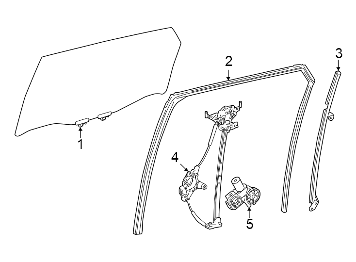 Diagram Rear door. Glass & hardware. for your 2016 Toyota Tundra 5.7L i-Force V8 FLEX A/T RWD Limited Crew Cab Pickup Fleetside 