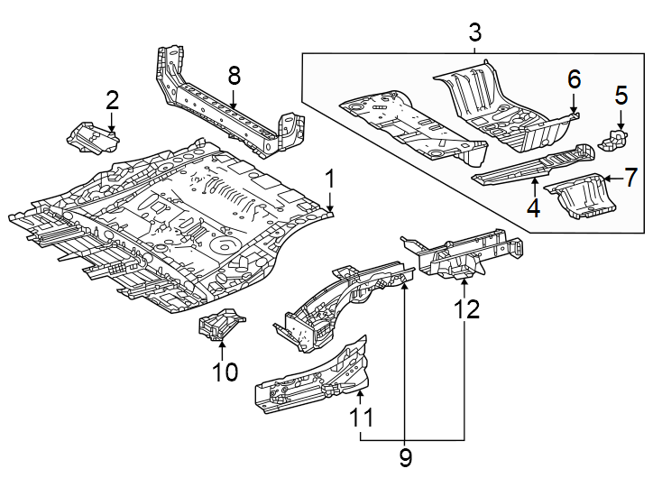 Diagram Rear body & floor. Floor & rails. for your 2021 Toyota Sequoia   