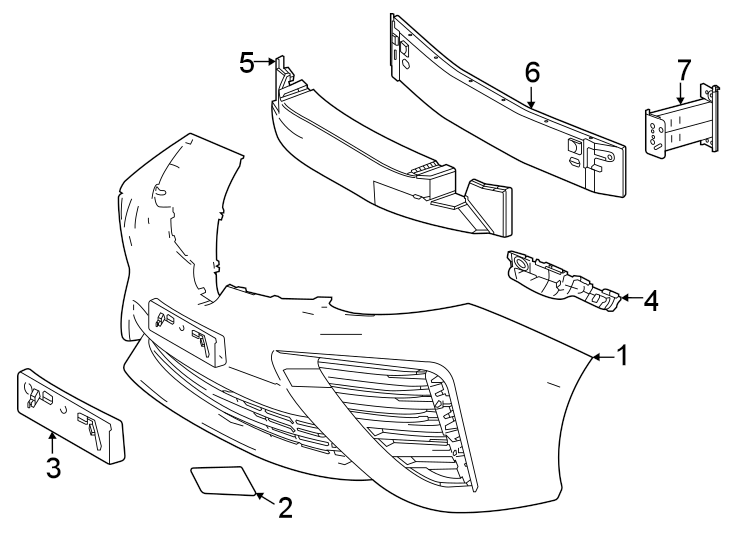 Diagram Front bumper & grille. Bumper & components. for your 2001 Toyota Avalon   