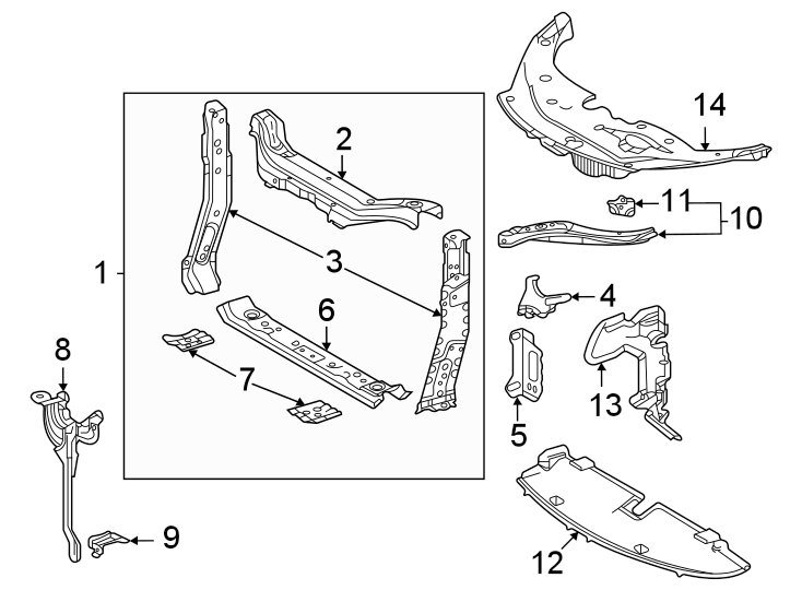 Diagram Radiator support. for your 2017 Toyota Prius Prime   