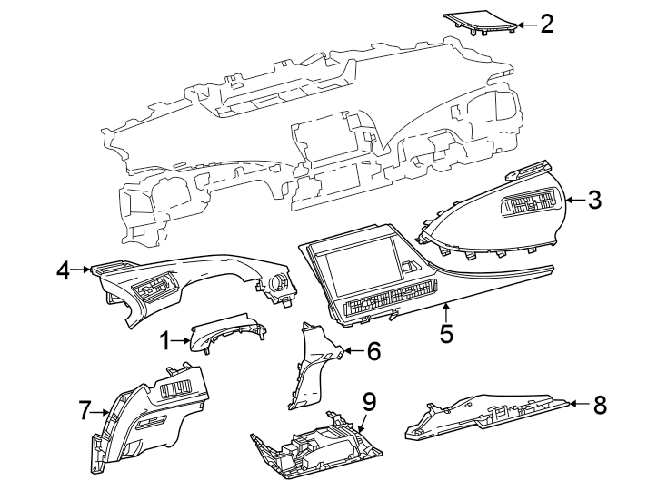 Diagram Instrument panel components. for your 2004 Toyota Land Cruiser   