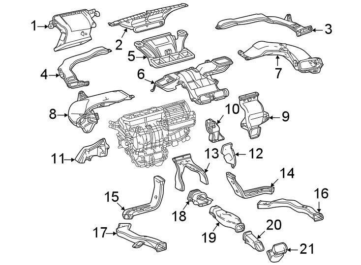 Diagram Instrument panel. Ducts. for your 2024 Toyota Highlander   