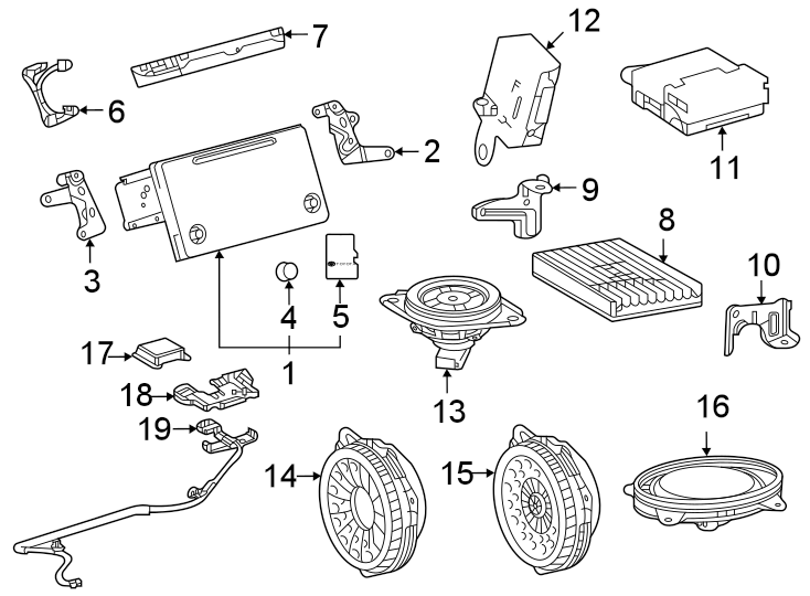 Diagram Instrument panel. Sound system. for your 2019 Toyota Corolla  LE Eco Sedan 