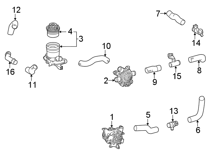 Diagram Water pump. for your Toyota Mirai  