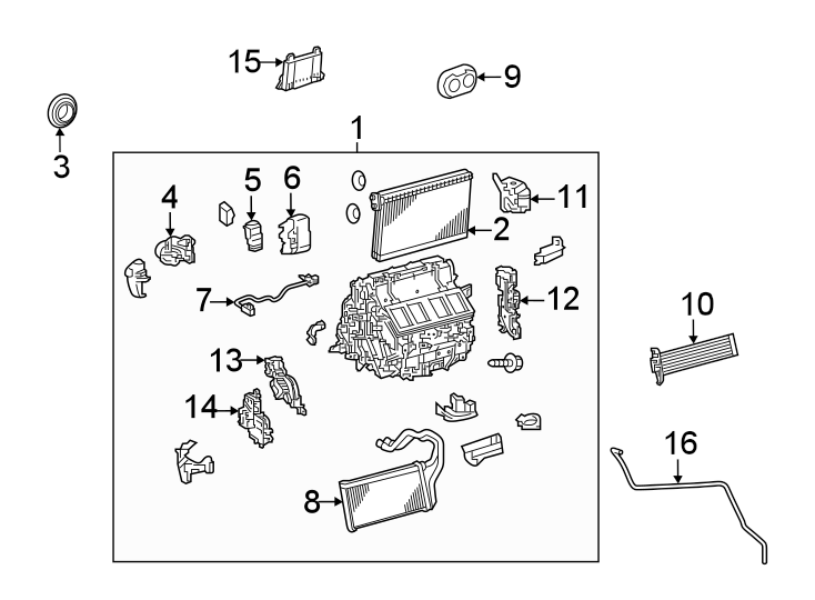 Diagram Air conditioner & heater. Evaporator & heater components. for your 2018 Toyota Camry   