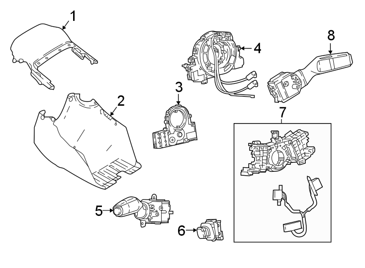 Diagram Steering column. Shroud. Switches & levers. for your 2020 Toyota 4Runner  TRD Off-Road Sport Utility 