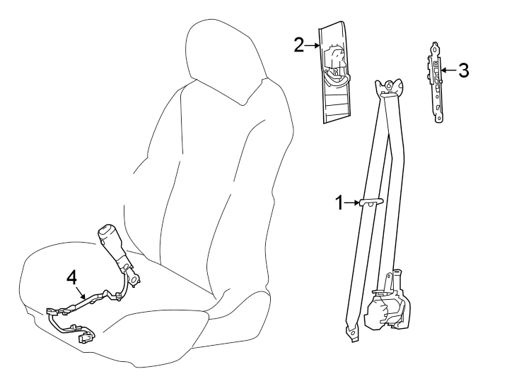 Diagram Restraint systems. Front seat belts. for your 2012 Toyota Sienna 2.7L A/T AWD LE Mini Passenger Van 