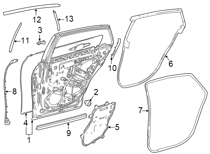 Diagram Rear door. Door & components. for your 2019 Toyota RAV4   