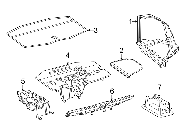 Diagram Rear body & floor. Interior trim. for your 2019 Toyota Tacoma 3.5L V6 M/T 4WD TRD Off-Road Crew Cab Pickup Fleetside 