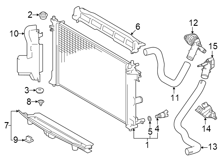 Diagram Radiator & components. for your 1995 Toyota T100   