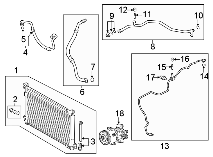 Diagram Air conditioner & heater. Compressor & lines. Condenser. for your Toyota